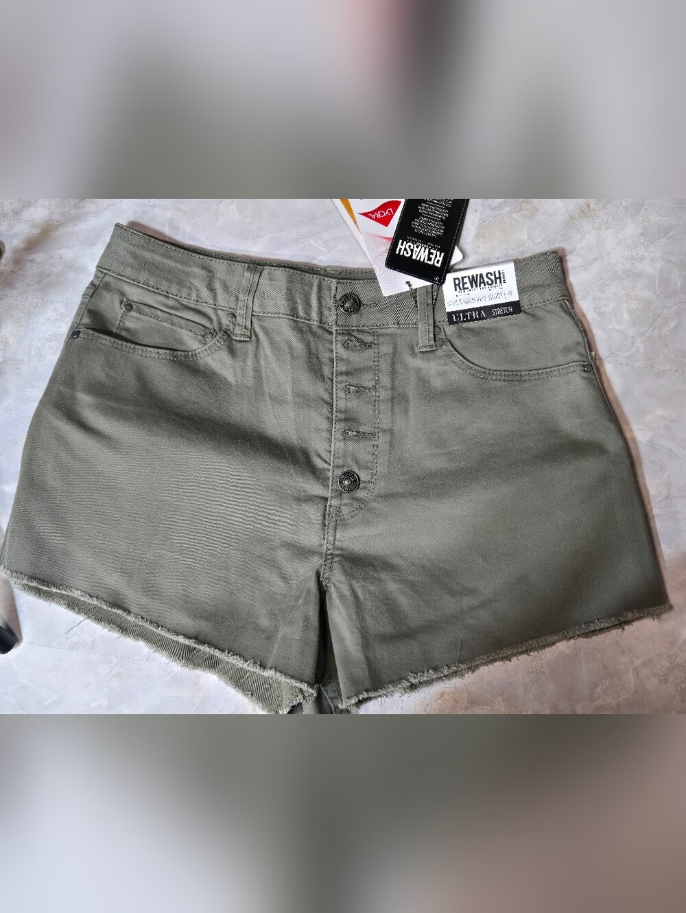 NWT Rewash Shorts Dusty Olive High Rise Super Stretch Shorts Women's Size 9